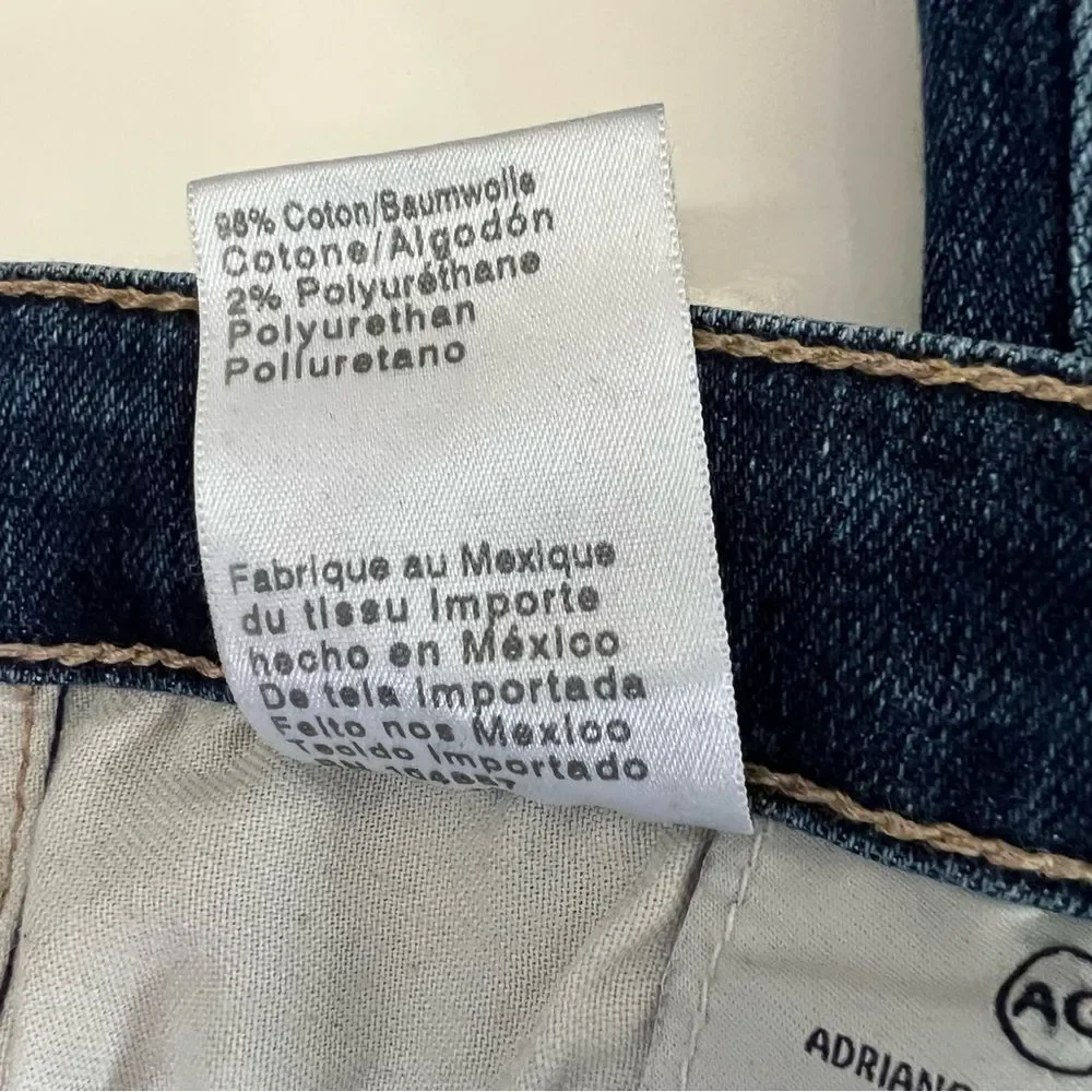 AG Jeans Prima Crop Blue Denim Mid-Rise Cigarette Ankle Size 30